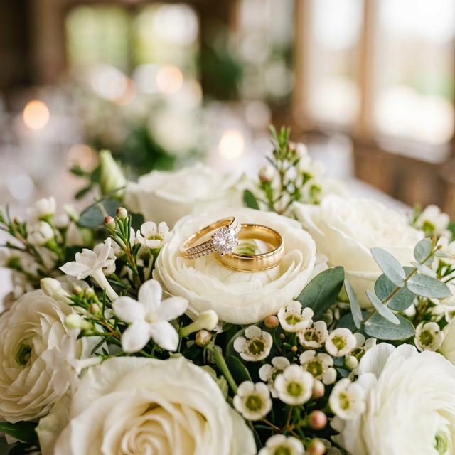 Detalle de anillos de boda